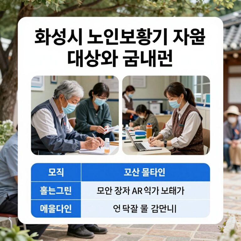 화성시 노인보청기 보행기 지원 대상과 금액을 설명하는 안내문 이미지