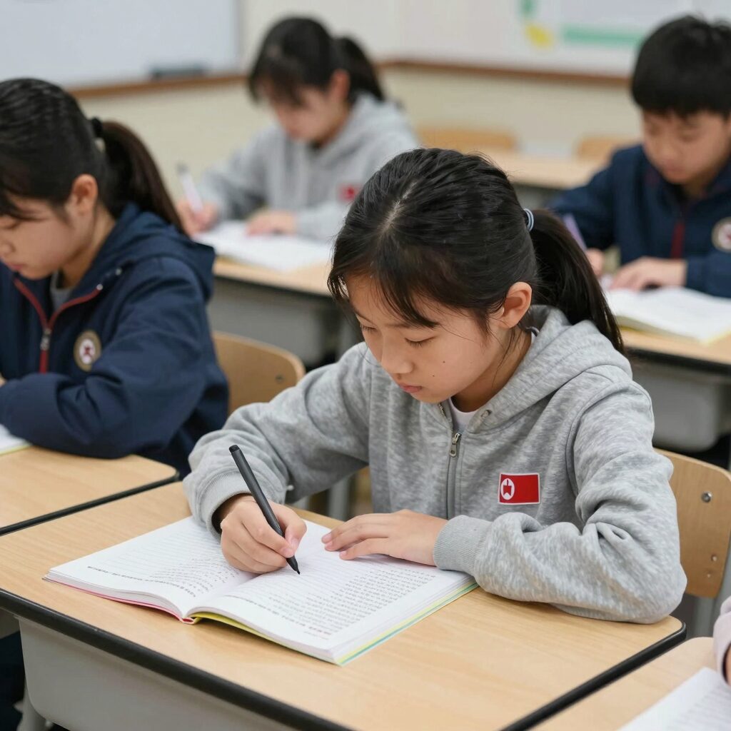 북한이탈주민 자녀가 학습지와 학원을 이용하며 공부하는 모습