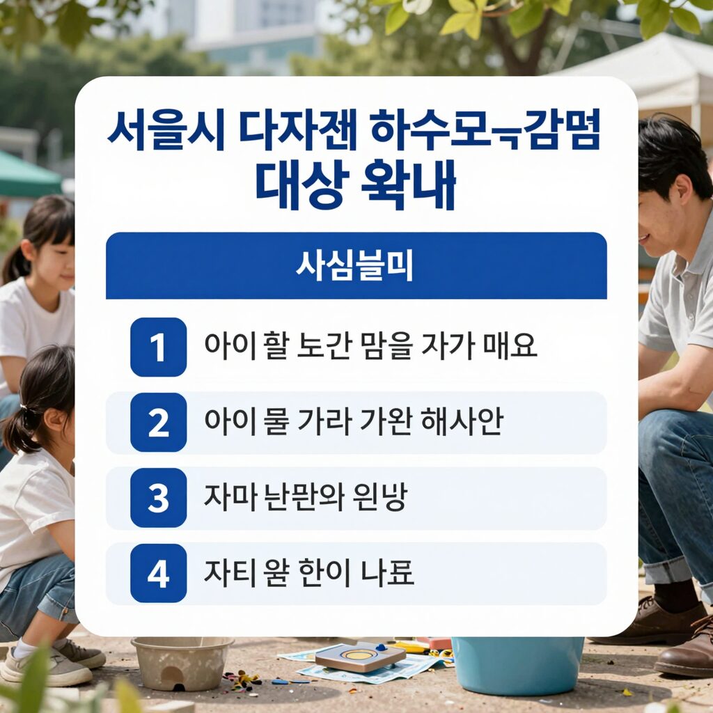 서울시 다자녀 하수도요금 감면 대상 확대 안내문 이미지