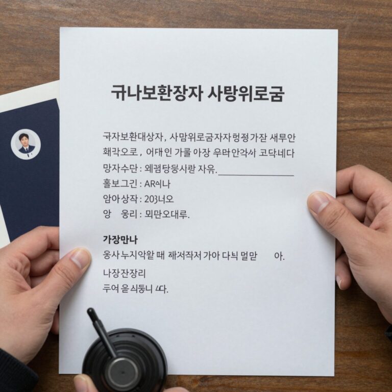 국가보훈대상자 사망위로금 신청 서류와 동주민센터 방문 모습