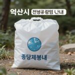 익산시 전입자를 위한 종량제봉투 지급 안내 그림, 쓰레기봉투와 함께 환영하는 이미지