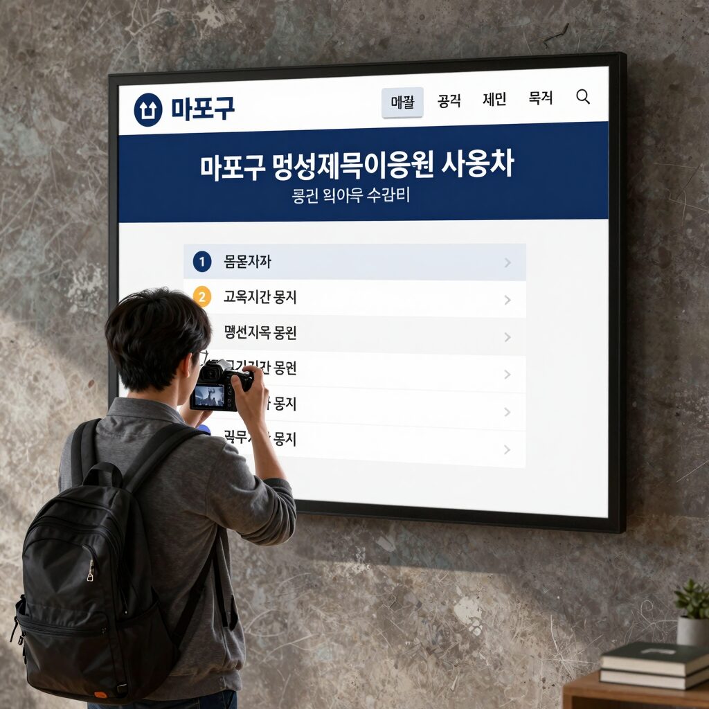 마포구 평생교육이용권 사용처 확인 화면과 교육기관 목록